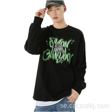 Autumn Couple Retro Letter Print Crew Neck Sweatshirt